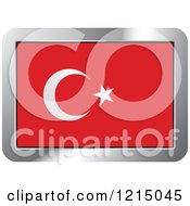 Clipart Of A Turkey Flag And Silver Frame Icon Royalty Free Vector Illustration