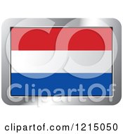 Clipart Of A Netherlands Flag And Silver Frame Icon Royalty Free Vector Illustration