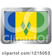 Poster, Art Print Of Saint Vincent And The Grenadines Flag And Silver Frame Icon