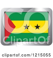 Poster, Art Print Of Sao Tome And Principe Flag And Silver Frame Icon