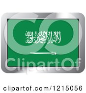 Clipart Of A Saudi Arabia Flag And Silver Frame Icon Royalty Free Vector Illustration