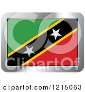 Poster, Art Print Of Saint Kitts And Nevis Flag And Silver Frame Icon