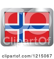 Clipart Of A Norway Flag And Silver Frame Icon Royalty Free Vector Illustration