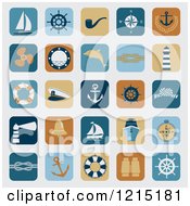 Poster, Art Print Of Nautical App Icons On Gray