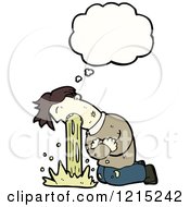 Cartoon Of A Man Vomiting And Thinking Royalty Free Vector Illustration