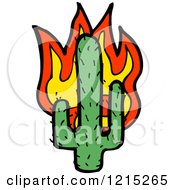 Cartoon Of A Flaming Cactus Royalty Free Vector Illustration by lineartestpilot