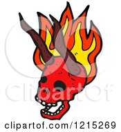 Cartoon Of A Flaming Red Skull Royalty Free Vector Illustration