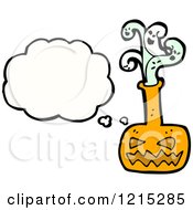 Cartoon Of Jack O Lantern Potion Thinking Royalty Free Vector Illustration by lineartestpilot