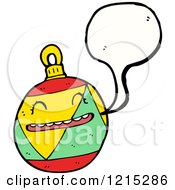Cartoon Of A Speaking Christmas Ornament Royalty Free Vector Illustration