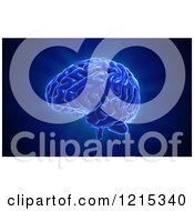 Clipart Of A 3d Glowing Blue Human Brain Royalty Free Illustration