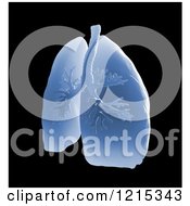 Poster, Art Print Of 3d Blue Pair Of Human Lungs And Bronchi On Black