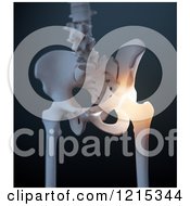 3d Human Hip With Glowing Pain From Injury On Black