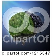 Clipart Of A 3d City And Nature Brain Split By Cerebral Hemispheres Royalty Free Illustration