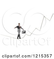 3d Businessman Walking A Graph Tight Rope On White