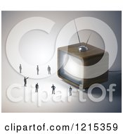 Poster, Art Print Of 3d Box Television And Tiny People