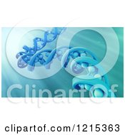 Clipart Of A 3d Blue Dna Strand Model In Light Rays Royalty Free Illustration