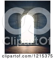 Poster, Art Print Of 3d Archway Portal With Bright Light Shining Through