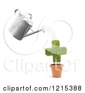 Poster, Art Print Of 3d Watering Can Pouring Over A Cross Plant