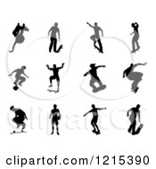 Poster, Art Print Of Black Silhouetted Skateboarders 3