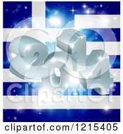 Poster, Art Print Of 3d 2014 And Fireworks Over A Greek Flag