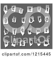 Clipart Of Vintage Alphabet Letters On Torn Paper Over Gray Royalty Free Vector Illustration