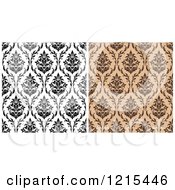 Poster, Art Print Of Black And White And Brown Seamless Vintage Damask Patterns