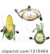 Poster, Art Print Of White Pumpkin Corn And Turnip Characters