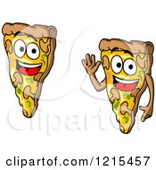 Poster, Art Print Of Happy And Waving Pizza Slice Characters