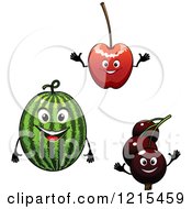 Poster, Art Print Of Redcurrant Watermelon And Cherry Characters