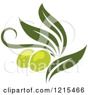 Clipart Of Green Olives With Leaves 3 Royalty Free Vector Illustration