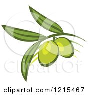 Poster, Art Print Of Green Olives With Leaves 2