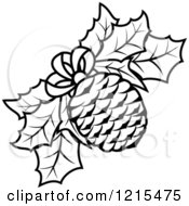 Poster, Art Print Of Black And White Christmas Pinecone And Holly