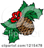 Poster, Art Print Of Christmas Pinecone And Holly