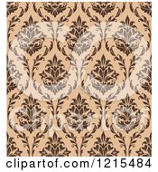 Clipart Of A Brown Seamless Vintage Damask Pattern Royalty Free Vector Illustration