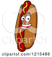 Poster, Art Print Of Happy Hot Dog Character With Mustard