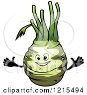 Clipart Of A Waving Turnip Character Royalty Free Vector Illustration