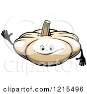 Clipart Of A Waving White Pumpkin Mascot Royalty Free Vector Illustration