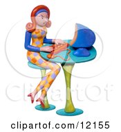 Clay Sculpture Clipart Secretary Working On A Computer At A Desk Royalty Free 3d Illustration