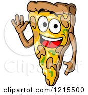 Clipart Of A Waving Pizza Slice Character Royalty Free Vector Illustration