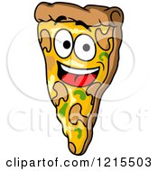 Clipart Of A Happy Pizza Slice Character Royalty Free Vector Illustration
