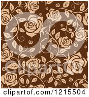 Poster, Art Print Of Seamless Pattern Of Tan Roses On Brown