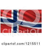 Poster, Art Print Of 3d Waving Flag Of Norway With Rippled Fabric