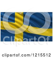 Poster, Art Print Of 3d Waving Flag Of Sweden With Rippled Fabric