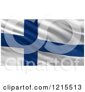Poster, Art Print Of 3d Waving Flag Of Finland With Rippled Fabric
