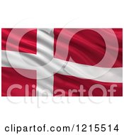 3d Waving Flag Of Denmark With Rippled Fabric