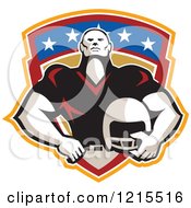 Poster, Art Print Of Tackle Linebacker American Football Player Holding A Helmet Over A Shield