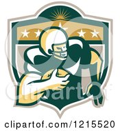 Poster, Art Print Of Wide Receiver American Football Player Running In A Crest Shield