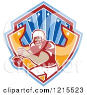 Poster, Art Print Of Quaterback American Football Player In A Shield