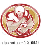 Poster, Art Print Of Running Back American Football Player Over An Oval