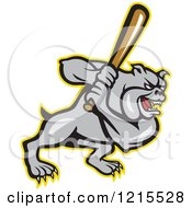 Poster, Art Print Of Cartoon Bulldog Baseball Mascot At Bat